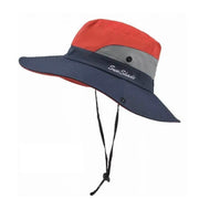 Women Wide Brim Ponytail Hat Sun Protect Visor Summer Beach Cap Anti Uv Floppy - Red V528-RECOLOUR-RED93496