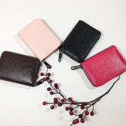 Compact Zipper Organ Card Cover Holder Wallet ID Bag Short Coin Purse Pockets - Rose Red V528-RED-A175209