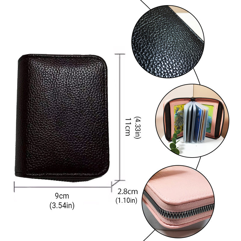 Compact Zipper Organ Card Cover Holder Wallet ID Bag Short Coin Purse Pockets - Rose Red V528-RED-A175209