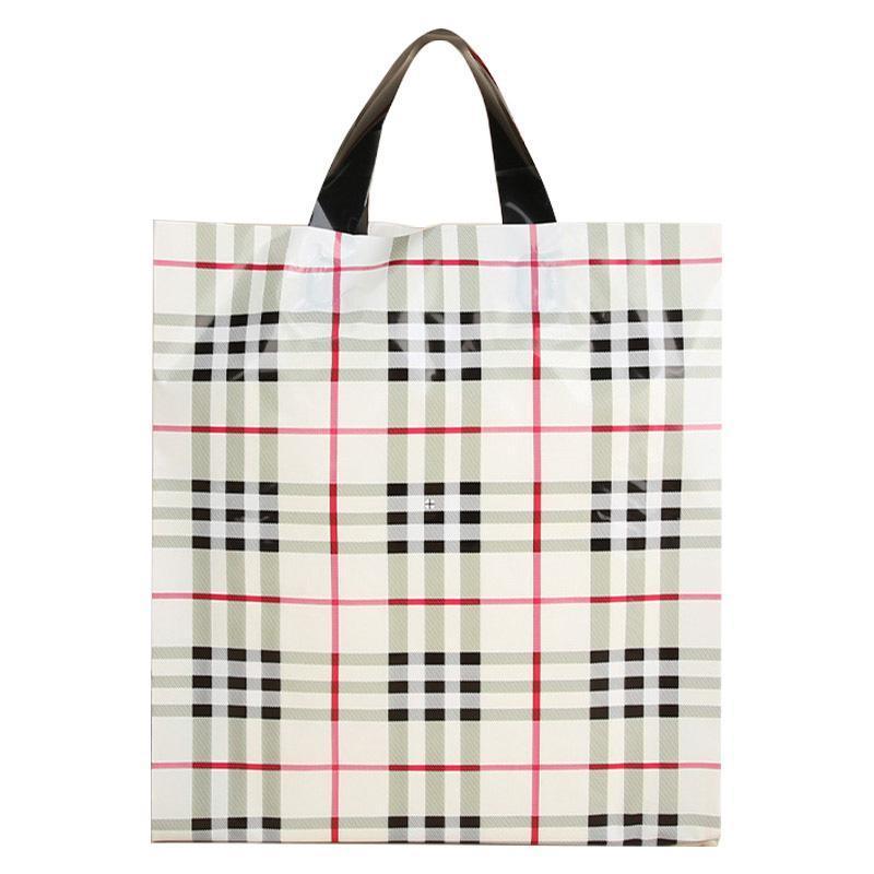 50x Reusable Plastic Tote Bag Eco Friendly Shopping Bags Durable Large Capacity - Red-Black 37*30*8cm V528-RED-BLACK-30-4-4-50PCS-756544