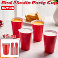 50pcs Red Plastic Beer Pong Cups Reusable Party Cups Drinking Game Supplies V528-RED-WHITE-CUP-500ML-50PCS-111782