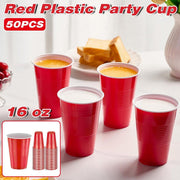 50pcs Red Plastic Beer Pong Cups Reusable Party Cups Drinking Game Supplies V528-RED-WHITE-CUP-500ML-50PCS-111782