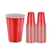 50pcs Red Plastic Beer Pong Cups Reusable Party Cups Drinking Game Supplies V528-RED-WHITE-CUP-500ML-50PCS-111782