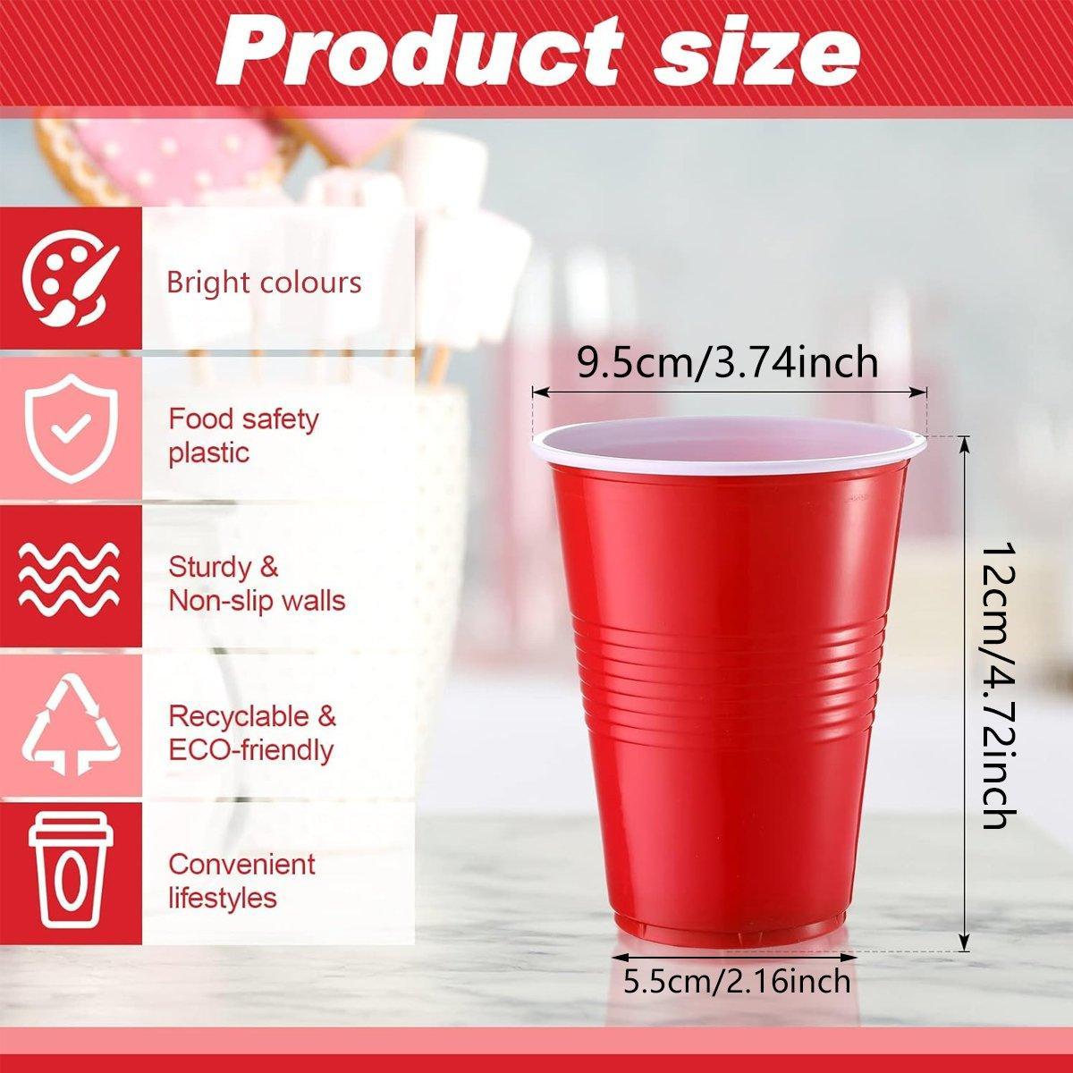 50pcs Red Plastic Beer Pong Cups Reusable Party Cups Drinking Game Supplies V528-RED-WHITE-CUP-500ML-50PCS-111782
