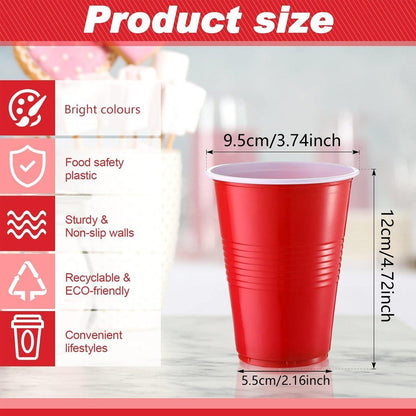 50pcs Red Plastic Beer Pong Cups Reusable Party Cups Drinking Game Supplies V528-RED-WHITE-CUP-500ML-50PCS-111782