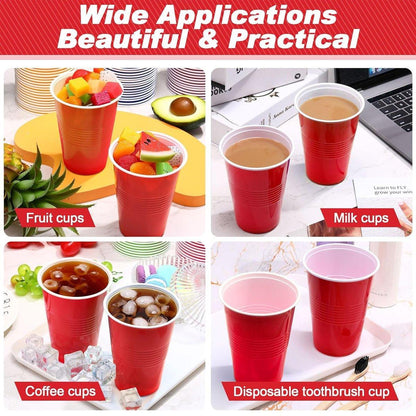 50pcs Red Plastic Beer Pong Cups Reusable Party Cups Drinking Game Supplies V528-RED-WHITE-CUP-500ML-50PCS-111782