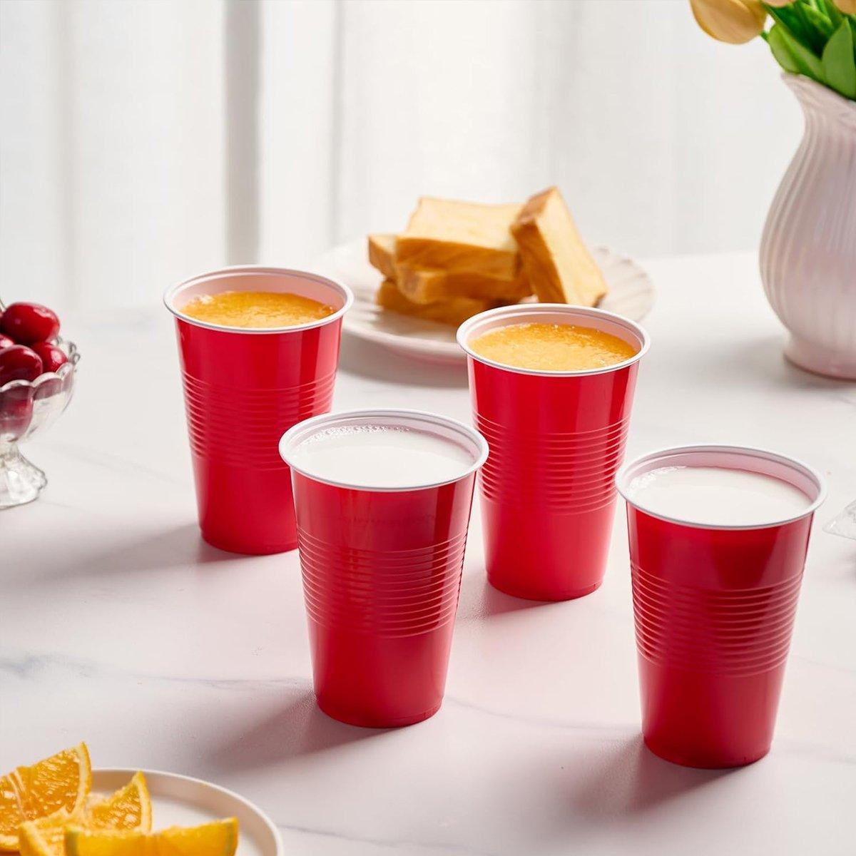 50pcs Red Plastic Beer Pong Cups Reusable Party Cups Drinking Game Supplies V528-RED-WHITE-CUP-500ML-50PCS-111782