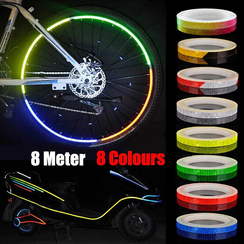 8m Reflective Tape for Bikes Cars Motorcycles Waterproof High Visibility Strip - White V528-REFLECTIVETAPE-WHITE-326783