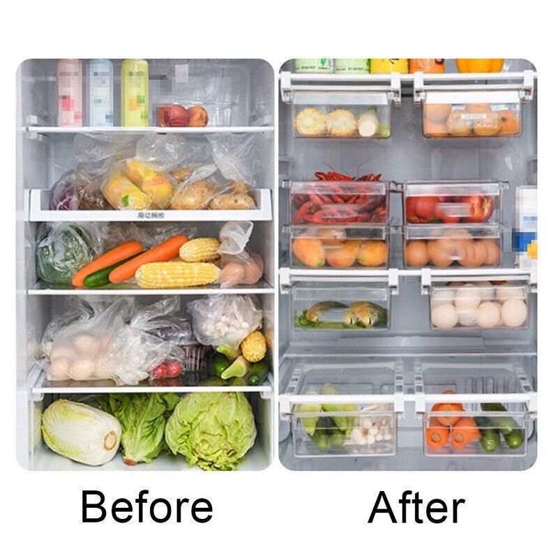 2PCS Adjustable Fridge Drawer Storage Box Under Shelf Refrigerator Organizer V528-REFRIGERATORDRAWER-2PCS-454199
