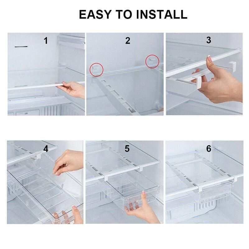 2PCS Adjustable Fridge Drawer Storage Box Under Shelf Refrigerator Organizer V528-REFRIGERATORDRAWER-2PCS-454199