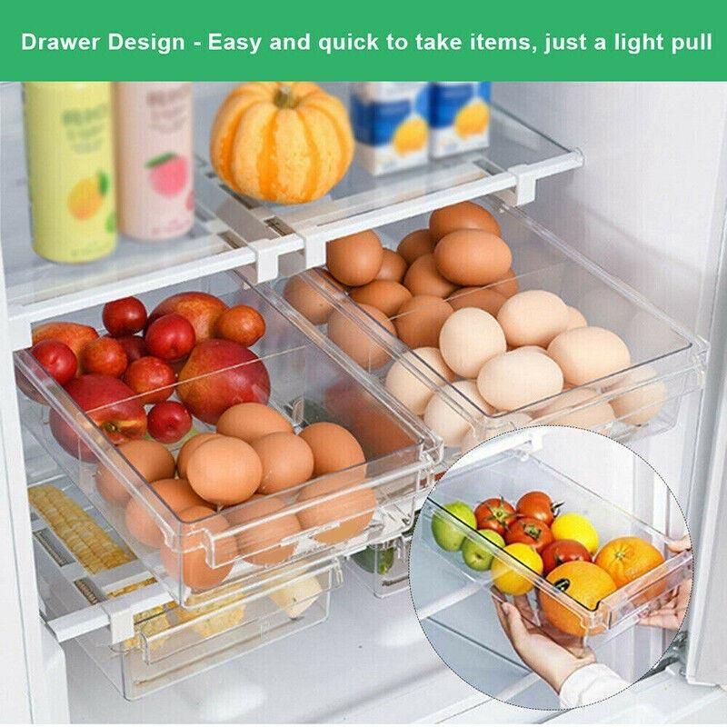 2PCS Adjustable Fridge Drawer Storage Box Under Shelf Refrigerator Organizer V528-REFRIGERATORDRAWER-2PCS-454199