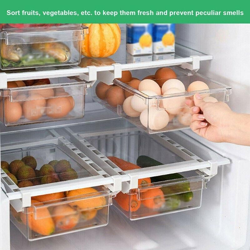2PCS Adjustable Fridge Drawer Storage Box Under Shelf Refrigerator Organizer V528-REFRIGERATORDRAWER-2PCS-454199