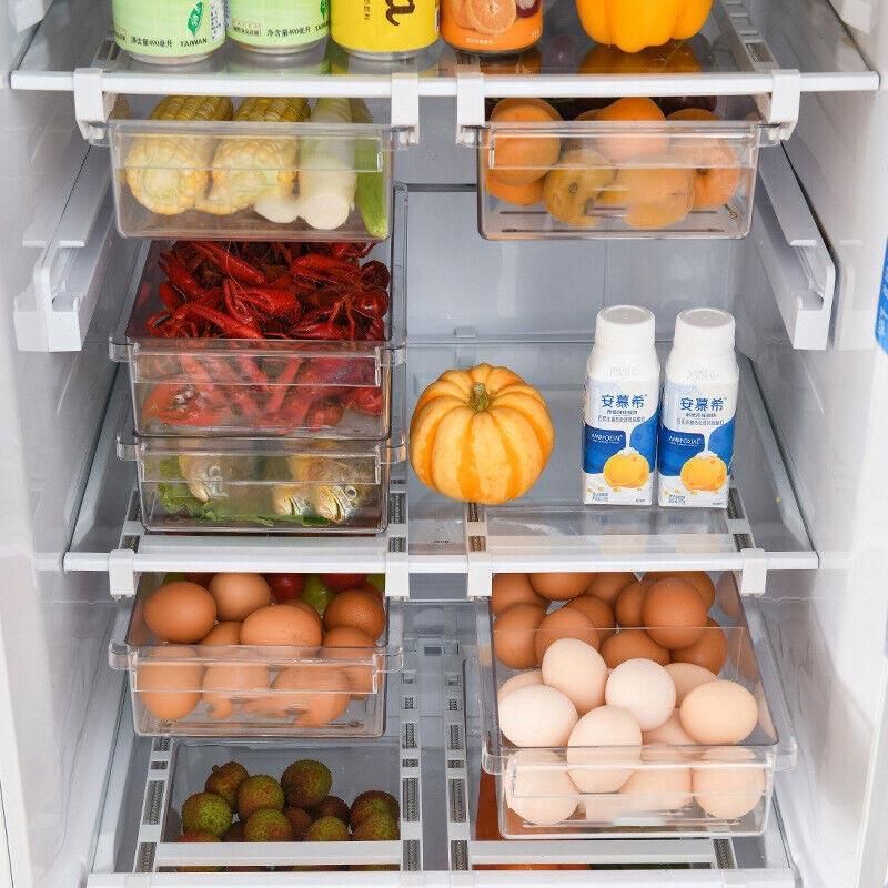 2PCS Adjustable Fridge Drawer Storage Box Under Shelf Refrigerator Organizer V528-REFRIGERATORDRAWER-2PCS-454199