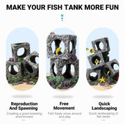 Fish Tank Shrimp Shelter House Square Stone Cave Aquarium Breeding Hiding Decor - 2 Squares V528-REFUGE-HOUSE-2-859238