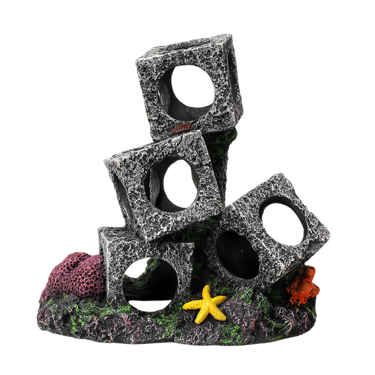Fish Tank Shrimp Shelter House Square Stone Cave Aquarium Breeding Hiding Decor - 2 Squares V528-REFUGE-HOUSE-2-859238