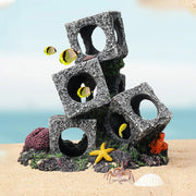Fish Tank Shrimp Shelter House Square Stone Cave Aquarium Breeding Hiding Decor - 3 Squares V528-REFUGE-HOUSE-3-339924