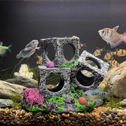 Fish Tank Shrimp Shelter House Square Stone Cave Aquarium Breeding Hiding Decor - 3 Squares V528-REFUGE-HOUSE-3-339924
