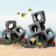 Fish Tank Shrimp Shelter House Square Stone Cave Aquarium Breeding Hiding Decor - 3 Squares V528-REFUGE-HOUSE-3-339924