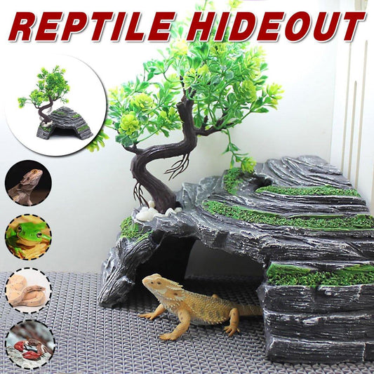 Reptile Hide House Nest Cave Sundeck Shelter for Pets Lizard Snake Habitat V528-REPTILE-CAVE-815528