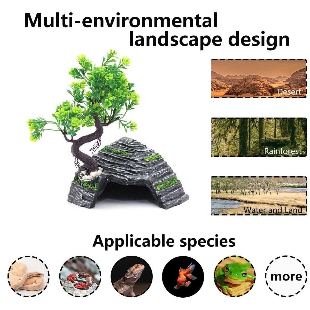 Reptile Hide House Nest Cave Sundeck Shelter for Pets Lizard Snake Habitat V528-REPTILE-CAVE-815528