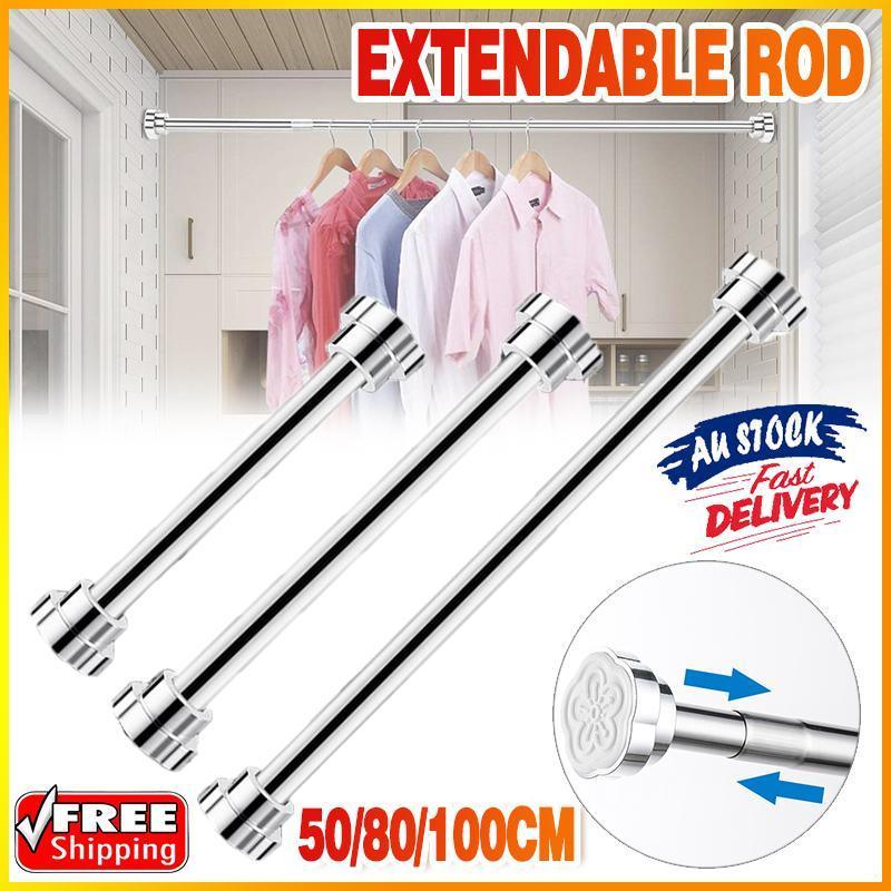 Adjustable Tension Rod Extendable Rack Shower Wind Curtain Closet Pole 50-160cm - 105-160cm V528-RETRACTABLEDRYINGRACK-100CM-459327