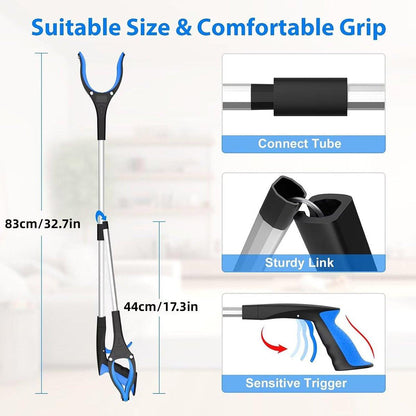 Folding Rubbish Picker Clip Hygiene Trash Grabber Long Handle Waste Cleaner Tool - Blue V528-RETRIEVER-BLUE-999001