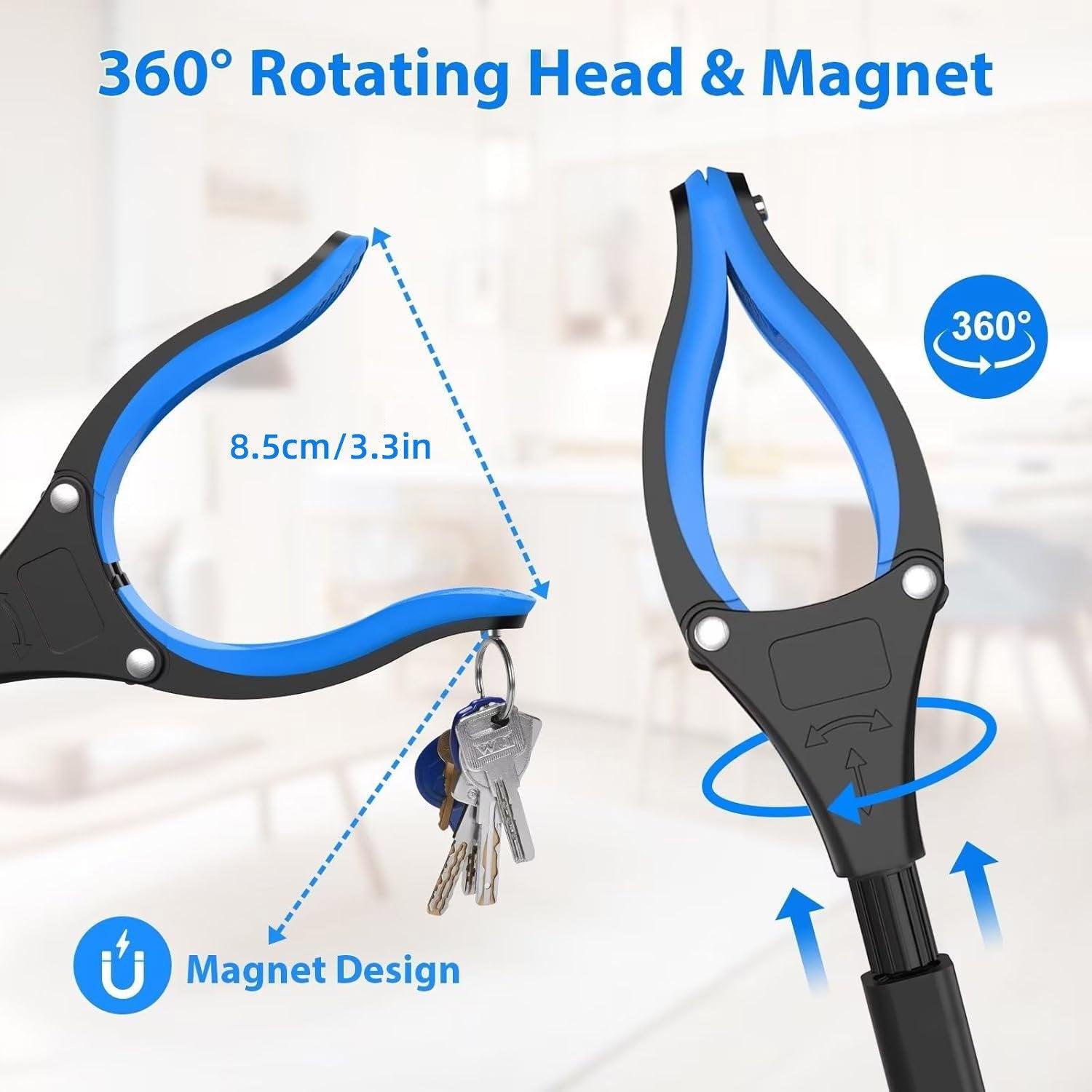 Folding Rubbish Picker Clip Hygiene Trash Grabber Long Handle Waste Cleaner Tool - Blue V528-RETRIEVER-BLUE-999001