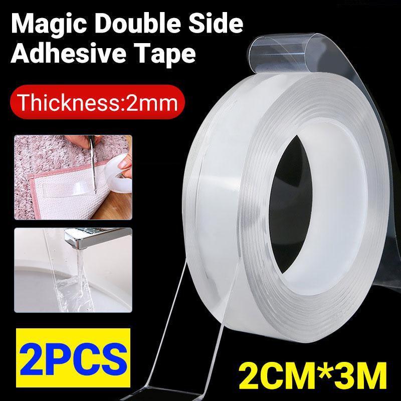 20mm Reusable Double Side Nano Tape Trackless Clear Adhesive Invisible Anti-Slip V528-REUSABLEDOUBLE-2PCS-411103
