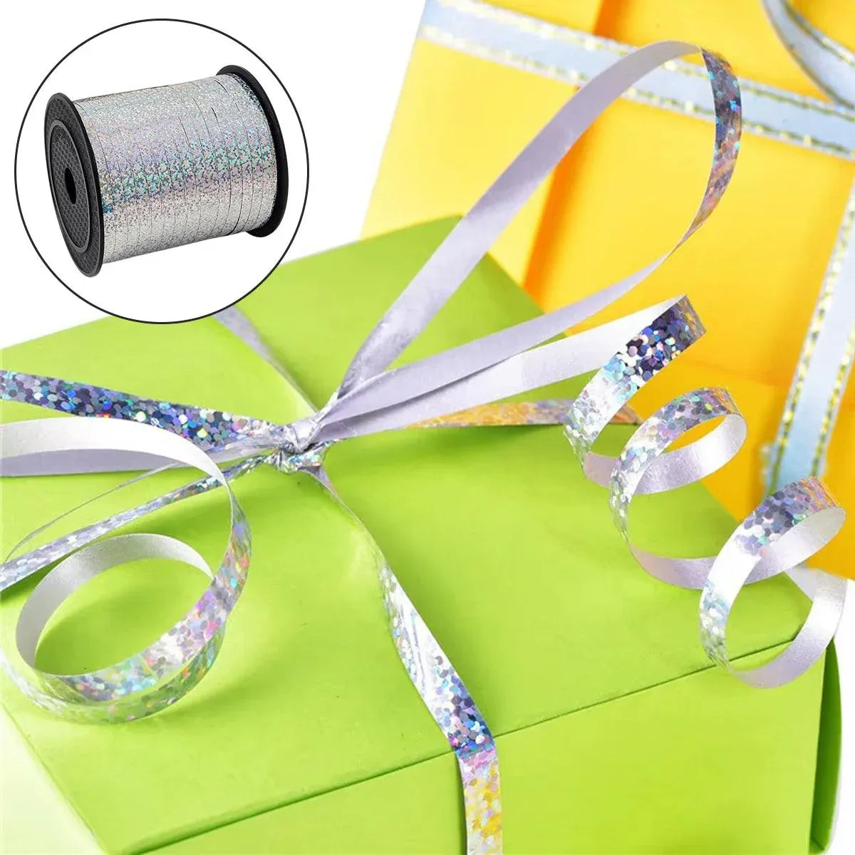 5mm Balloon Ribbon Curling Party String Gift Wrap Decoration Birthday Wedding - Bright-Silver V528-RIBBON-BRIGHT-SILVER-813598