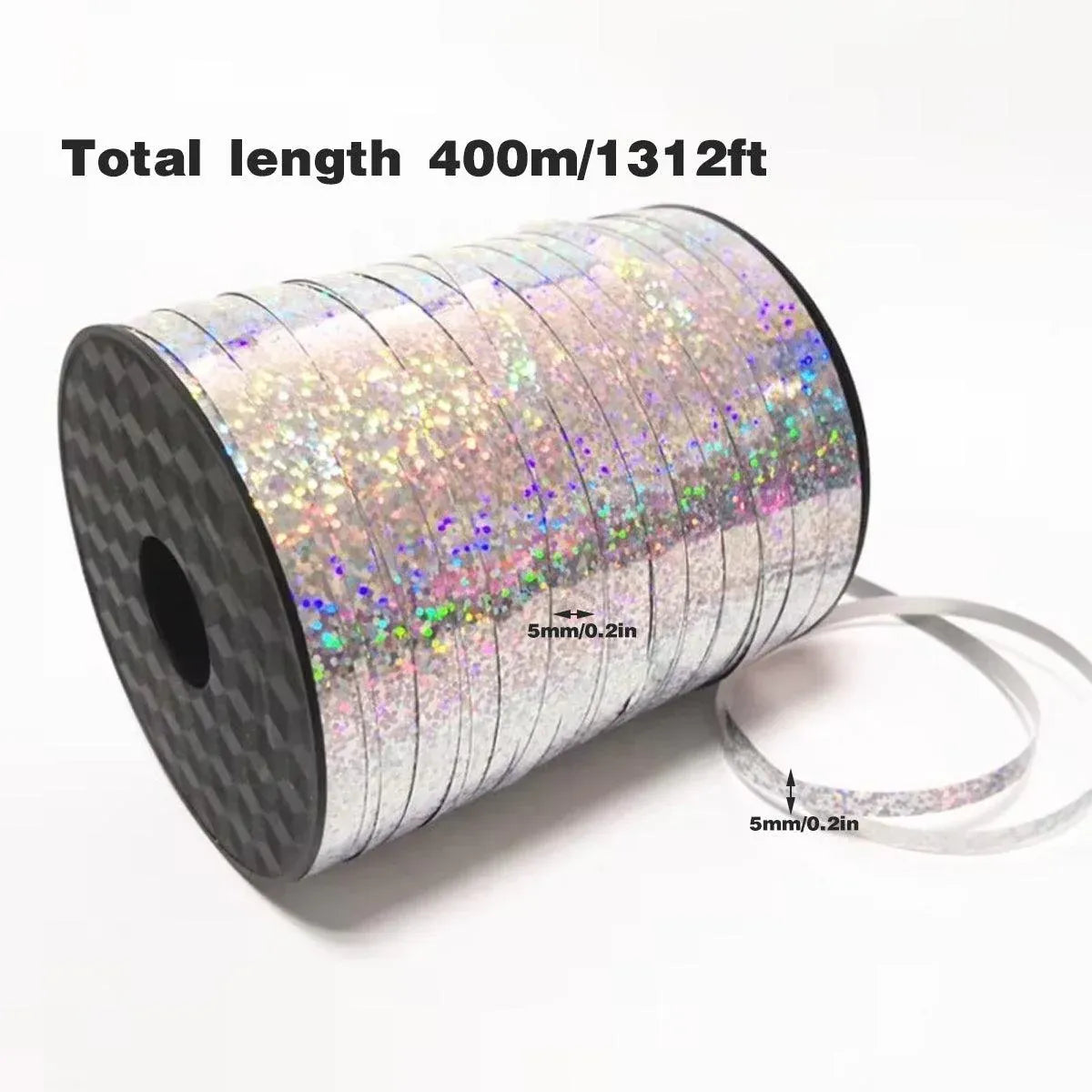 5mm Balloon Ribbon Curling Party String Gift Wrap Decoration Birthday Wedding - Laser-Silver V528-RIBBON-LASER-SILVER-823778