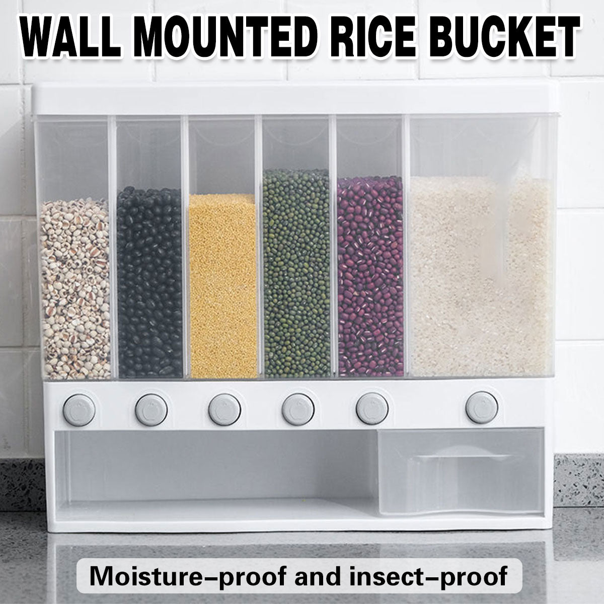 Wall-mounted Automatic Rice Dispenser Sealed Grain Plastic Storage Tank Grain V528-RICE-BUCKET-291100
