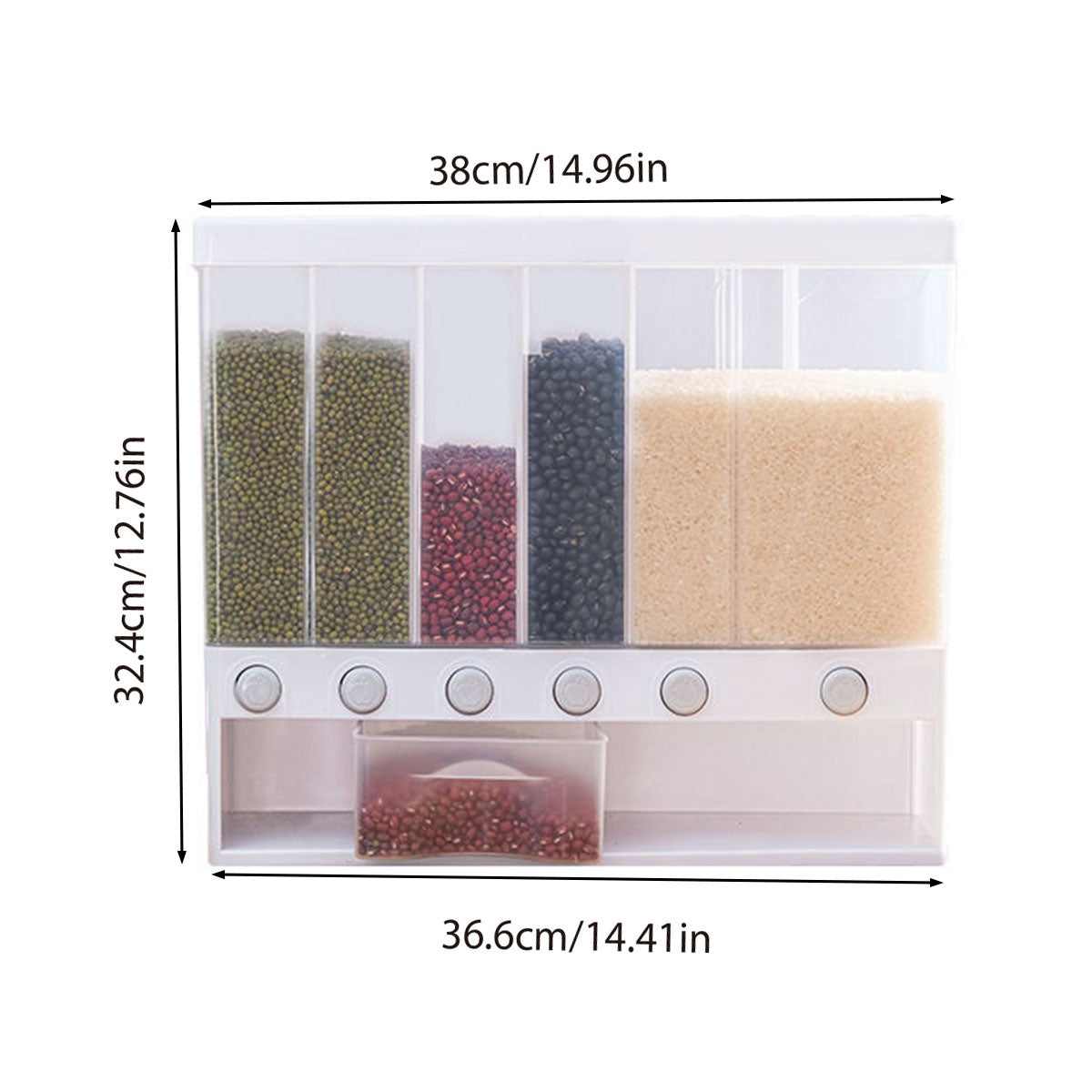 Wall-mounted Automatic Rice Dispenser Sealed Grain Plastic Storage Tank Grain V528-RICE-BUCKET-291100