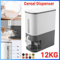 12Kg Automatic Grain Dispenser Cereal Rice Storage Box Kitchen Food Container V528-RICE-CONTAINER-GREY-390114