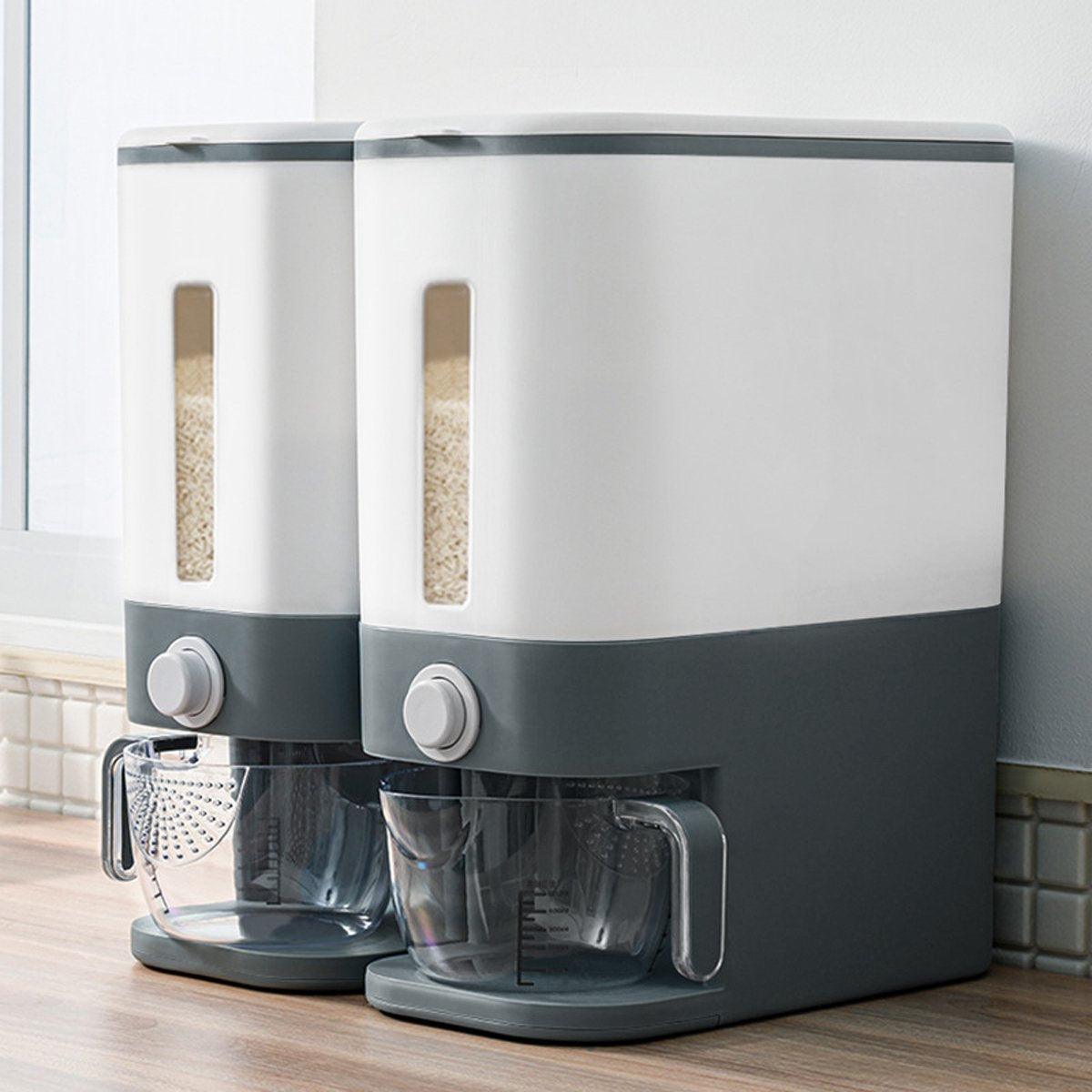 12Kg Automatic Grain Dispenser Cereal Rice Storage Box Kitchen Food Container V528-RICE-CONTAINER-GREY-390114
