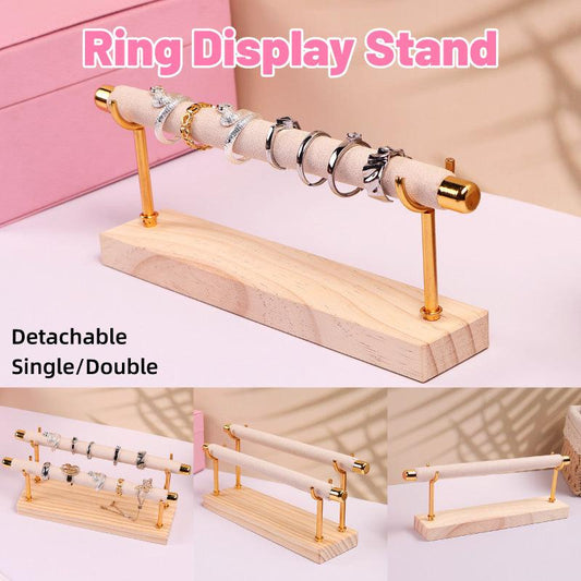 Simple Wooden Jewellery Organizer Rack Ring Display Stand for Rings Earrings - Single V528-RING-1-841509
