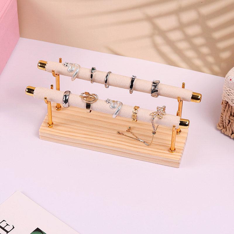 Simple Wooden Jewellery Organizer Rack Ring Display Stand for Rings Earrings - Single