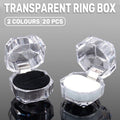 20pcs Acrylic Octagonal Jewelry Ring Earrings Box Transparent Display Cases - White V528-RING-BOX-20PCS-WHITE-930565