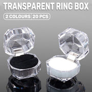 20pcs Acrylic Octagonal Jewelry Ring Earrings Box Transparent Display Cases - White V528-RING-BOX-20PCS-WHITE-930565