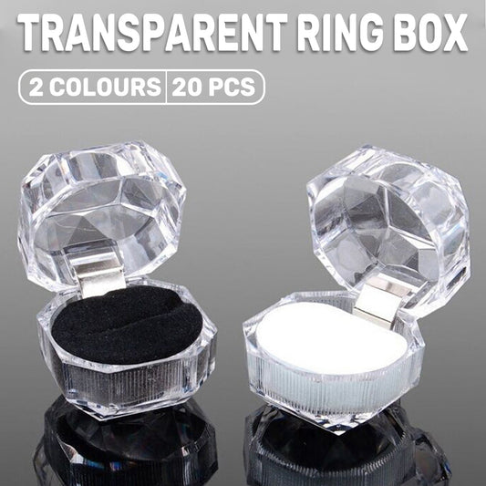 20pcs Acrylic Octagonal Jewelry Ring Earrings Box Transparent Display Cases - White V528-RING-BOX-20PCS-WHITE-930565
