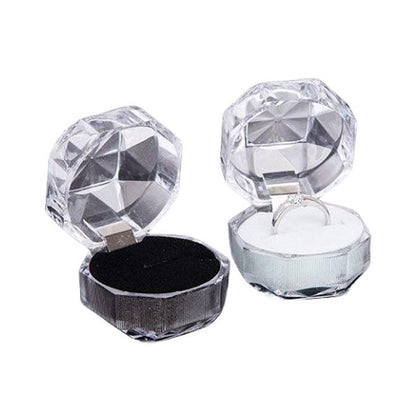 20pcs Acrylic Octagonal Jewelry Ring Earrings Box Transparent Display Cases - White V528-RING-BOX-20PCS-WHITE-930565