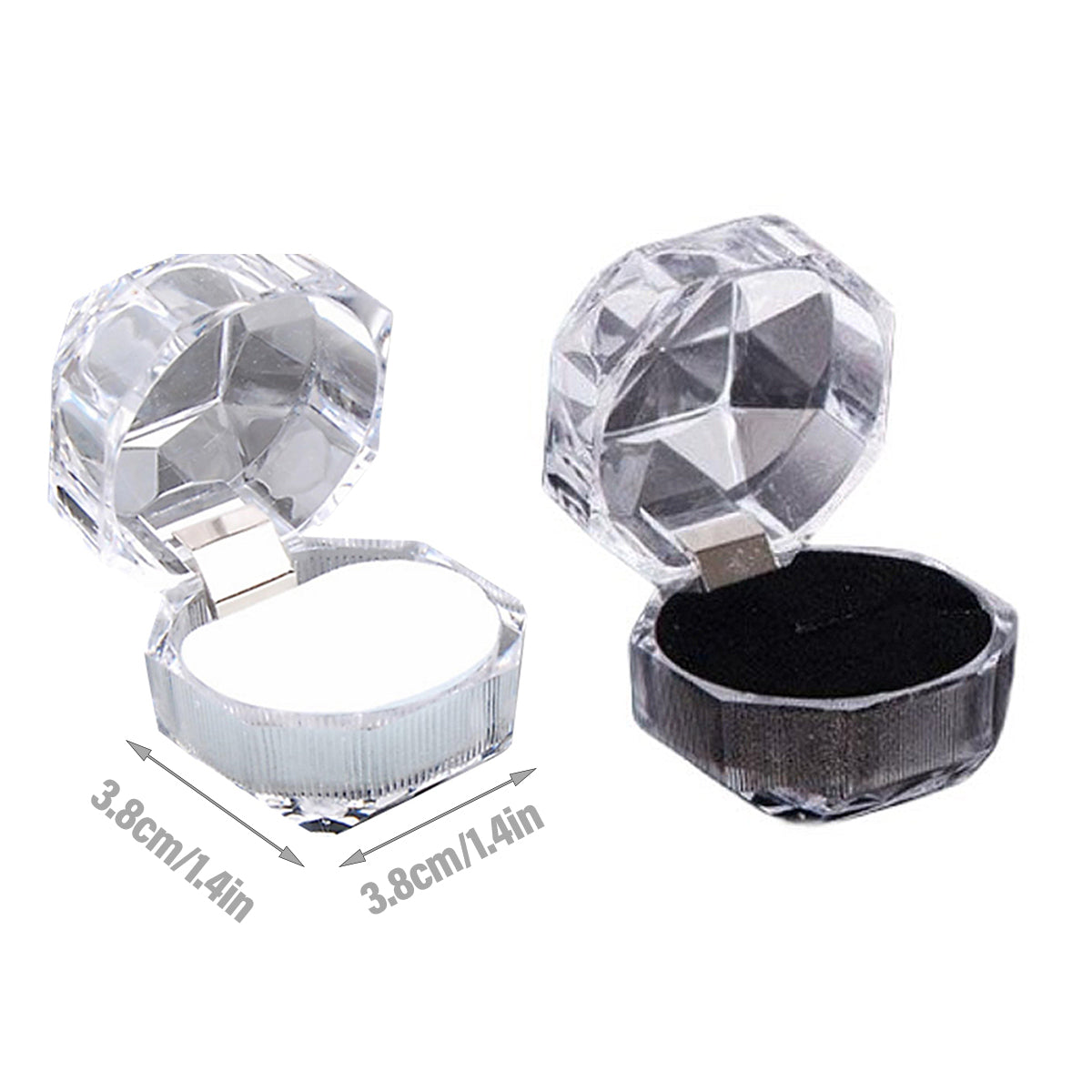 20pcs Acrylic Octagonal Jewelry Ring Earrings Box Transparent Display Cases - White V528-RING-BOX-20PCS-WHITE-930565