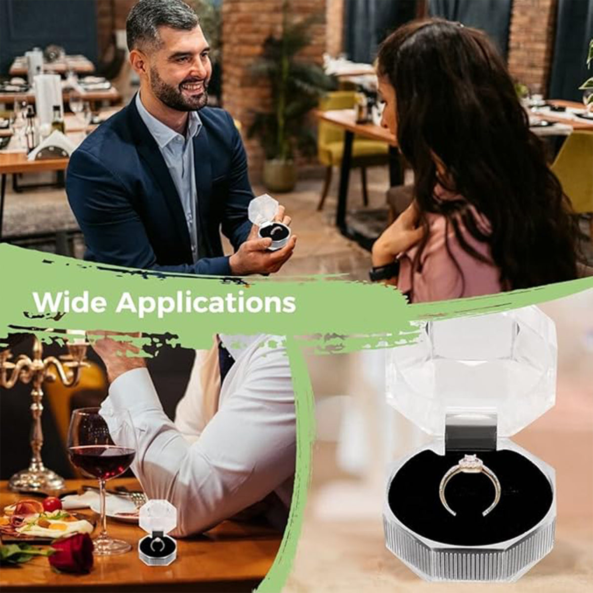 20pcs Acrylic Octagonal Jewelry Ring Earrings Box Transparent Display Cases - White V528-RING-BOX-20PCS-WHITE-930565