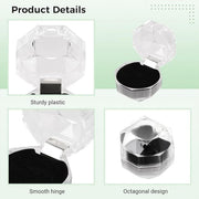 20pcs Acrylic Octagonal Jewelry Ring Earrings Box Transparent Display Cases - White V528-RING-BOX-20PCS-WHITE-930565