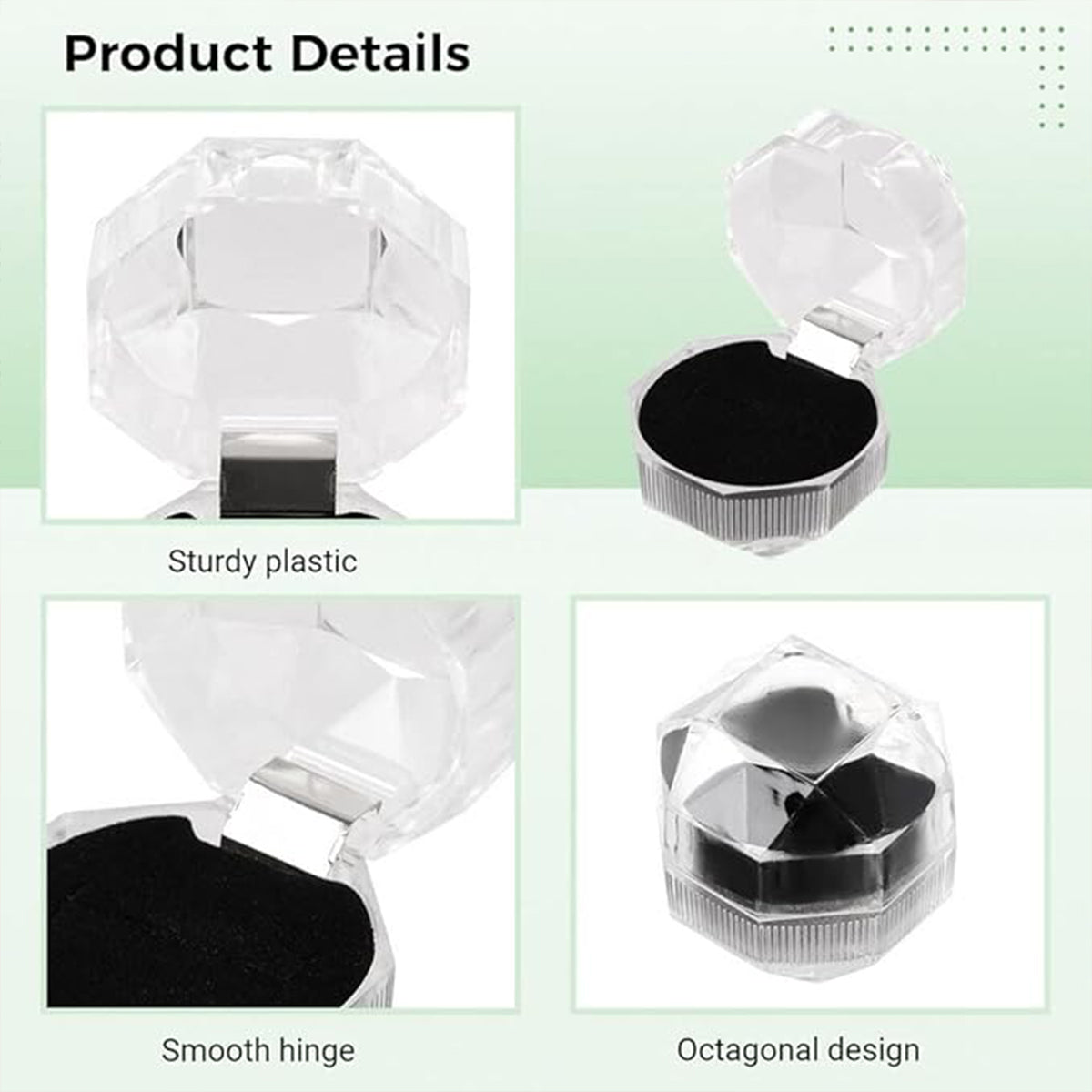20pcs Acrylic Octagonal Jewelry Ring Earrings Box Transparent Display Cases - White V528-RING-BOX-20PCS-WHITE-930565