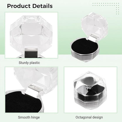 20pcs Acrylic Octagonal Jewelry Ring Earrings Box Transparent Display Cases - White V528-RING-BOX-20PCS-WHITE-930565