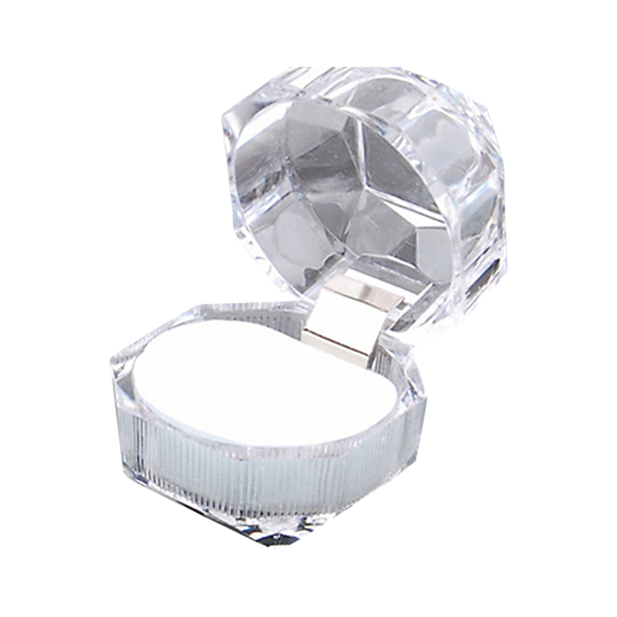 20pcs Acrylic Octagonal Jewelry Ring Earrings Box Transparent Display Cases - White V528-RING-BOX-20PCS-WHITE-930565