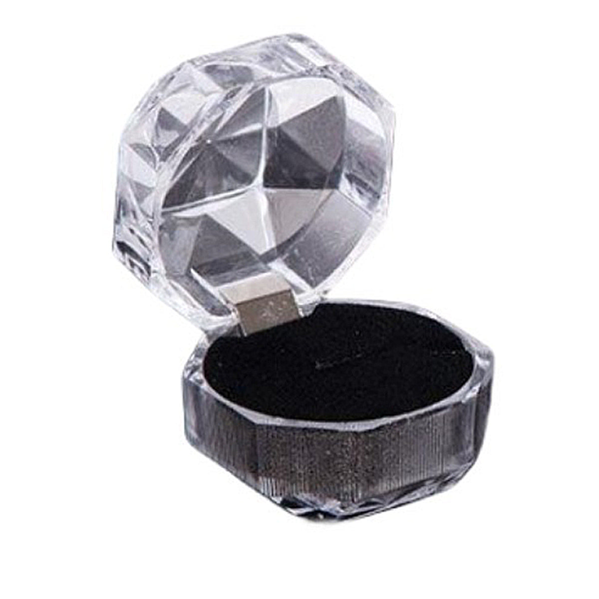 20pcs Acrylic Octagonal Jewelry Ring Earrings Box Transparent Display Cases - White V528-RING-BOX-20PCS-WHITE-930565