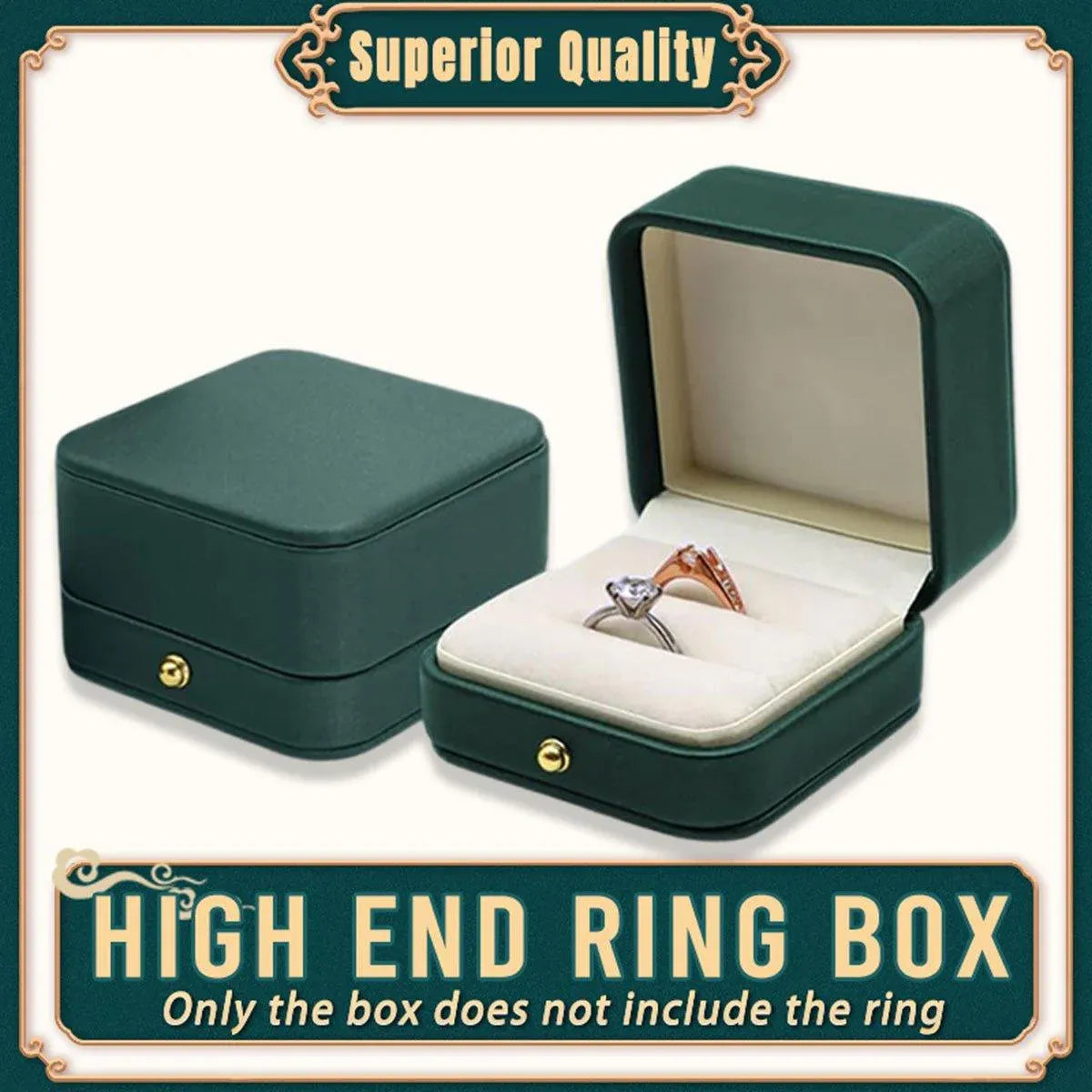 Dark Green Jewelry Box Ring Box Pair Compact Storage Box for Rings Accessories V528-RING-BOX-GREEN-419251