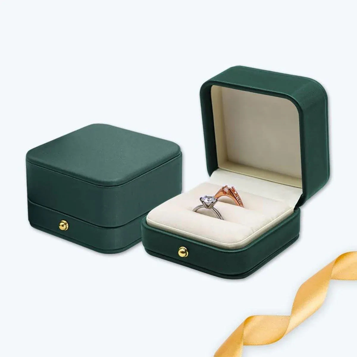 Dark Green Jewelry Box Ring Box Pair Compact Storage Box for Rings Accessories V528-RING-BOX-GREEN-419251