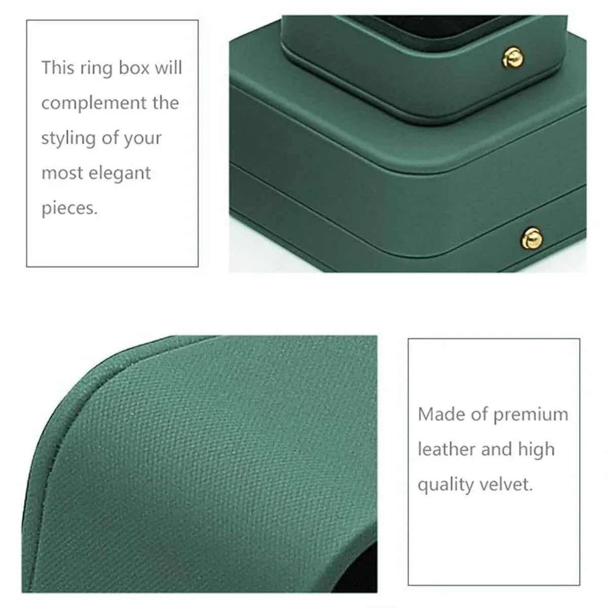 Dark Green Jewelry Box Ring Box Pair Compact Storage Box for Rings Accessories V528-RING-BOX-GREEN-419251